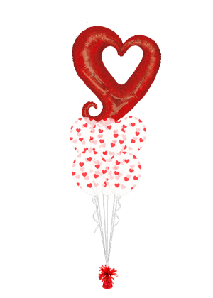Bouquet de globos Corazón rojo holográfico