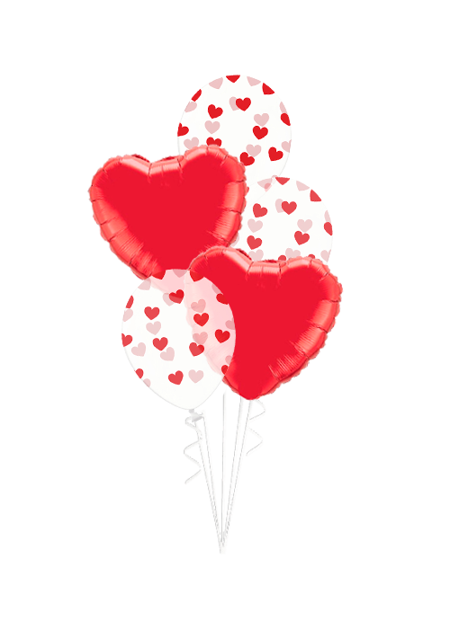 Helio 50 + Bouquet globos corazón rosa de foil - Globofiesta