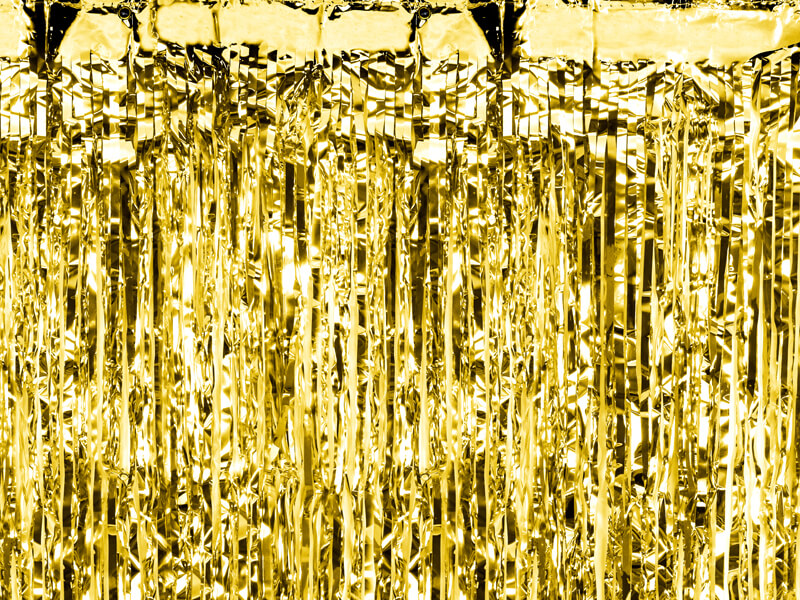 Cortina de flecos dorados metálicos para puerta-243x91.4cm - LIRAGRAM