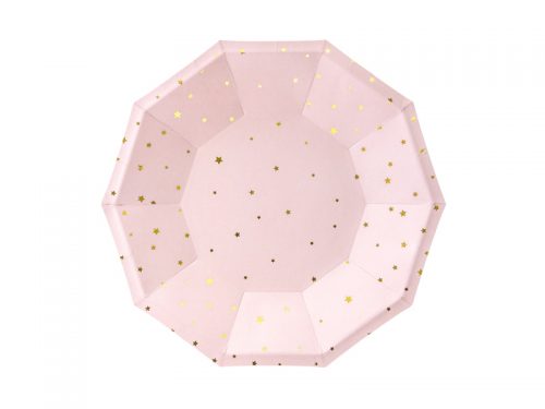 Platos color Rosa claro con estrellas Doradas 18cm