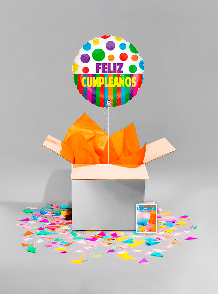 Caja sorpresa Feliz Cumpleaños dots y rayas