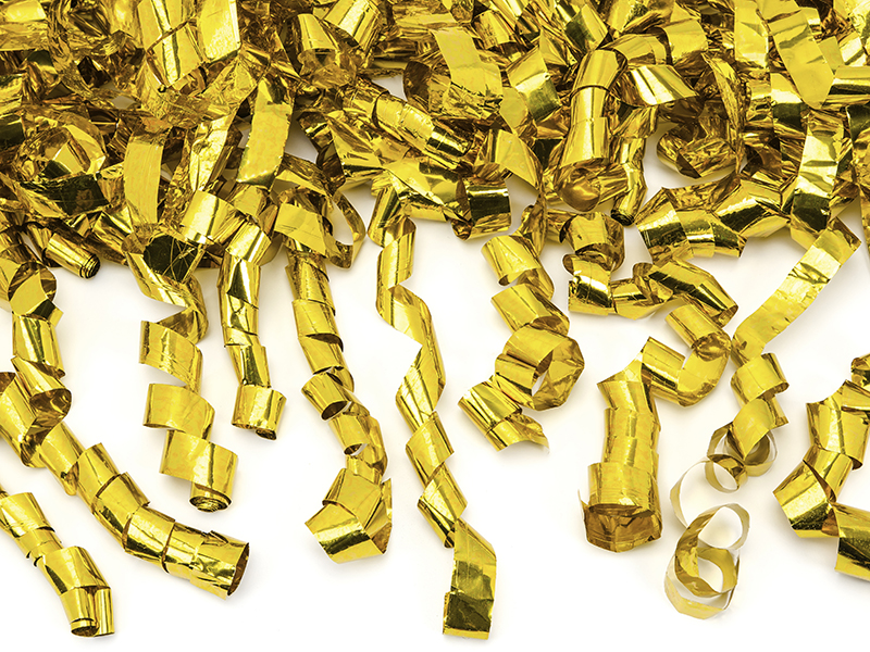 Cañon de Confeti color Dorado serpentinas 40 cm