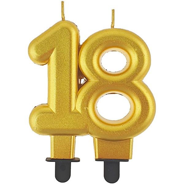 Velas cumpleaños 18 color dorado - Globofiesta