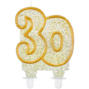 Velas cumpleaños 30 borde dorado purpurina