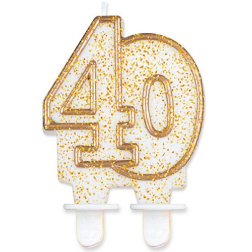 Velas cumpleaños 40 borde dorado purpurina
